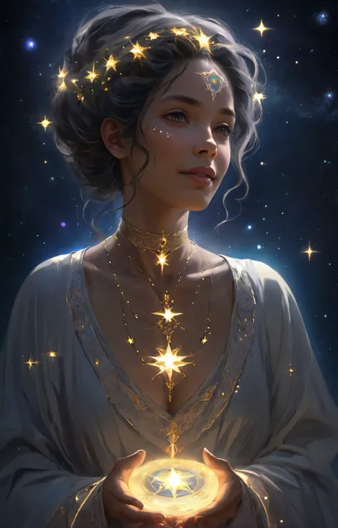 ultra realistic, dark and moody official art of the amazing beautiful South Sandwich Islander woman with a small smile (victorian theme:1.1) (glowing eyes:1.05), embodied star constellation, star sign, at peace, occult, cancer, patterns, astral , galaxies, bright lights, cosmic light, aura, bloom, metaphysics, enlightenment, floating particles, backlighting, cosmic space background, ethereal atmosphere, . cinematic lighting, sharp focus, by pascal blanche, rutkowski, repin, artstation, hyperrealism painting, concept art of detailed character design, matte painting, 4k resolution, lord of the rings