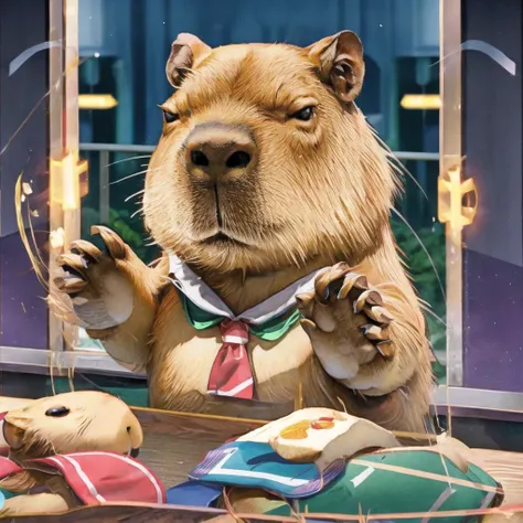 <lora:BongoCatMemeLoRA:1>,<lora:add_brightness:0.5><lora:add_detail:0.5>
<lora:capi:1> capybara,IncrsBongoCatP1, hands up,