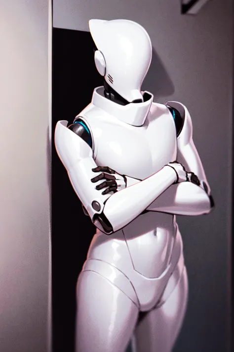 haydee, 1boy, solo, android, robot, dark skin, faceless, standing, pose