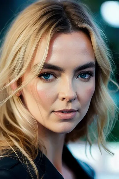 a portrait photo of (jodiecomer_TI_v3-2300),long blonde hair, modelshoot style, (extremely detailed CG unity 8k wallpaper), photo of the most beautiful artwork in the world, professional majestic oil painting by Ed Blinkey, Atey Ghailan, Studio Ghibli, by Jeremy Mann, Greg Manchess, Antonio Moro, trending on ArtStation, trending on CGSociety, Intricate, High Detail, Sharp focus, dramatic, photorealistic painting art by midjourney and greg rutkowski,