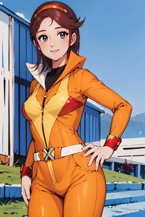 masterpiece, best quality, solo,1girl,looking at viewer,outdoor,
<lora:gakeenmaiV2:0.9> gakeenmai, jumpsuit, smile,belt,
