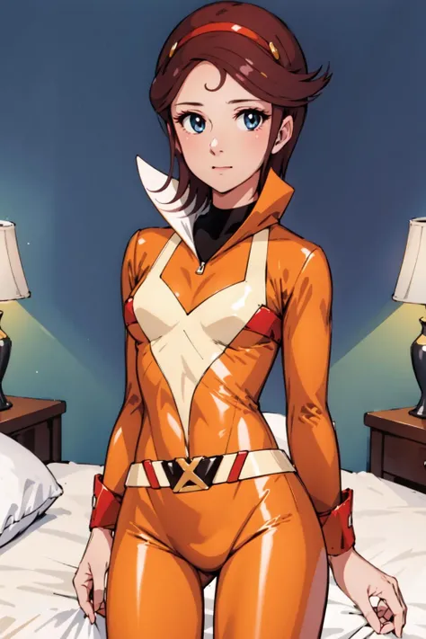 masterpiece, best quality, solo,1girl,looking at viewer,bed,anime style,
<lora:gakeenmaiV2:1> gakeenmai, bodysuit, belt,