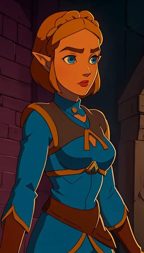 masterpiece,best quality,<lora:zelda_shorthair_v5:0.6>,zelda\(princess\), 1girl, solo, breasts,short_hair,dress