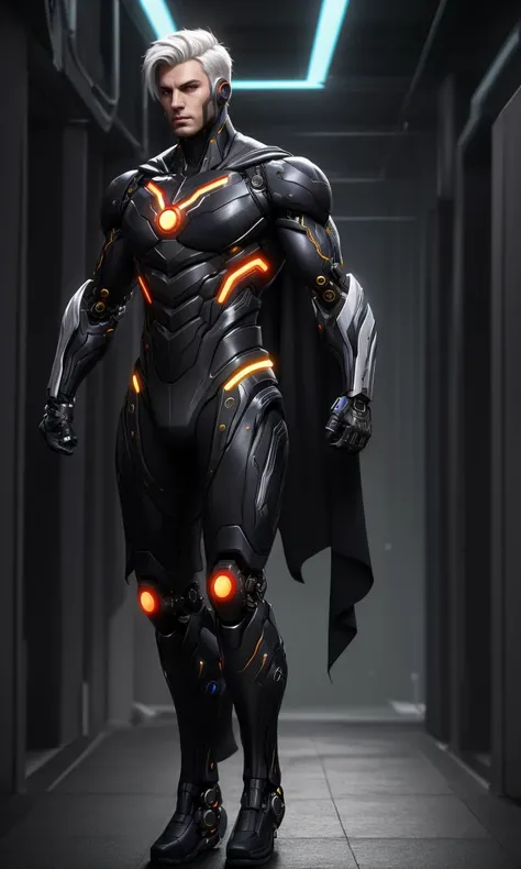heromkr2023, 8k, uhd, best quality, masterpiece, full body, 1man, cybernetic, robotic, vibrant colors,