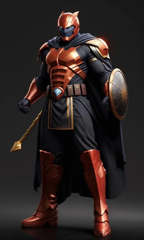 heromkr2023, 8k, uhd, best quality, masterpiece, full body, 1man, Greek god, vibrant colors, black hair, armor, superhero, spartan, helmet, glowing eyes,