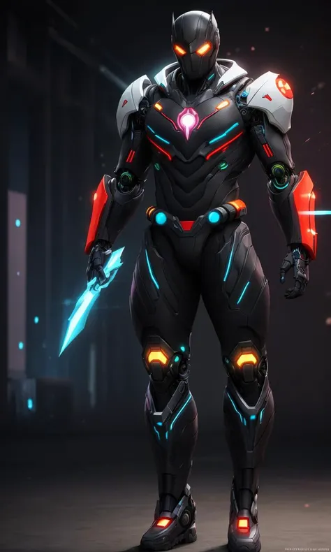 heromkr2023, 8k, uhd, best quality, masterpiece, full body, 1man, cybernetic, robotic, vibrant colors,