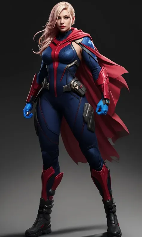 heromkr2023, 8k, uhd, best quality, masterpiece, full body, 1girl, vibrant colors, soldier, America,