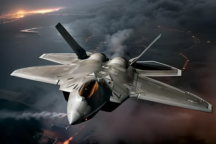analog gloomy aerial photo of a (F-22 Raptor plane, <lora:r4pt0r:1>), ((nighttime)), (flying low through a city on fire), (explosions on the ground), (tracer gunfire), High Detail, Sharp focus, (photorealism), realistic, best quality, 8k, award winning, dramatic lighting, epic, cinematic, masterpiece, rim light, (action movie), war, depth of field, dutch angle, motion blur,