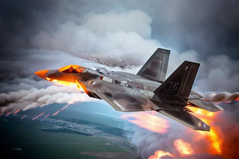 analog gloomy aerial photo of a (F-22 Raptor plane, <lora:r4pt0r:1>), (from behind), ((nighttime)), (flying low through a city on fire), (explosions in the background), (tracer gunfire), High Detail, Sharp focus, (photorealism), realistic, best quality, 8k, award winning, dramatic lighting, epic, cinematic, masterpiece, rim light, (action ), war, depth of field, dutch angle, motion blur,
