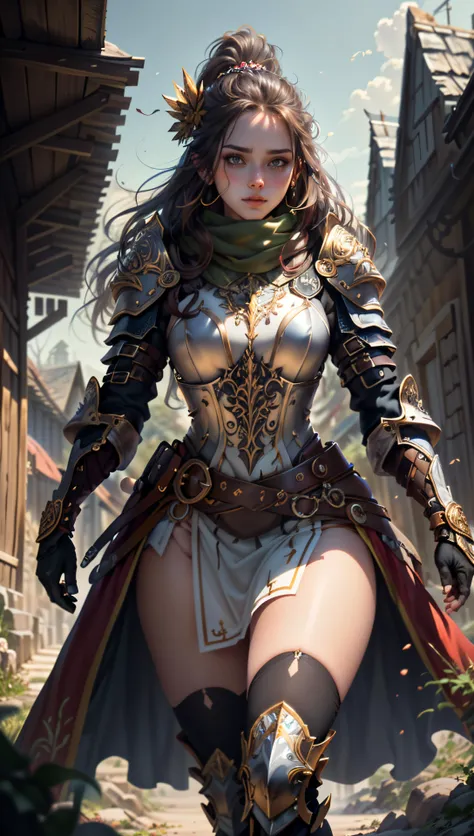 ((Best quality)), ((masterpiece)), (highly detailed:1.3),muskateer,armor,In a land plagued by the ravages of war, the destiny of a beautiful woman unfolds. Born into a humble life as a peasant in a rural village, she possesses a spirit that burns with determination and resilience. But when the drums of conflict echo through the land, her path takes an unexpected turn.Drawn by the call to defend her people, she is chosen to join an elite military order known as the Musketeers. Adorned in the fabled armor of the order, she emerges as a symbol of hope and strength. The images in this series showcase the journey of this remarkable woman as she embraces her newfound role and faces the trials of battle.The details of her armor are meticulously crafted, reflecting both functionality and (beauty:1.2). The images highlight the (intricate engravings:1.2), the gleam of (polished metal:1.2), and the (ornate:1.4) embellishments that adorn her protective gear. From the (majestic:1.2) plume atop her helmet to the delicate filigree on her breastplate, every aspect of the armor tells a story of honor and heritage.As the young musketeer ventures into the realm of warfare she wields her weapon with a combination of grace and strength, showcasing her skill in the art of combat. Each image captures a pivotal moment, freezing time to display the determination in her eyes, the whirlwind of action around her, and the ethereal glow of magic interwoven with her strikes.But the story extends beyond the battlefield. The images also delve into the personal struggles, friendships, and sacrifices that shape her journey. They reveal quiet moments of reflection, as she contemplates the weight of her duty and the toll of war upon her soul. Through the series, we witness her growth as she finds her place among her comrades, forging unbreakable bonds that transcend the chaos of battle.Within the tapestry of this fantastical world, the young musketeer's story unfolds. She embodies courage, resilience, and the indomitable spirit of those who rise above their circumstances. The images invite the viewer to witness her evolution from a humble peasant to a valiant defender, highlighting both the external transformation and the internal strength that propels her forward.As you bring this series of images to life, pay close attention to the intricate details of her armor. Let it become a visual representation of her journey, a tangible symbol of her growth and determination. May the beauty and power of the musketeer's tale inspire both awe and admiration, reminding us all of the strength that resides within us, waiting to be unleashed,HDR (High Dynamic Range),Ray Tracing,NVIDIA RTX,Super-Resolution,Unreal 5,Subsurface scattering,PBR Texturing,Post-processing,Anisotropic Filtering,Depth-of-field,Maximum clarity and sharpness,Multi-layered textures,Albedo and Specular maps,Surface shading,Accurate simulation of light-material interaction,Perfect proportions,Octane Render,Two-tone lighting,Low ISO,White balance,Rule of thirds,Wide aperature,8K RAW,Efficient Sub-Pixel,sub-pixel convolution,luminescent particles <lora:niji_20230529141232:0.2> <lora:knight_v4.1SD:1>