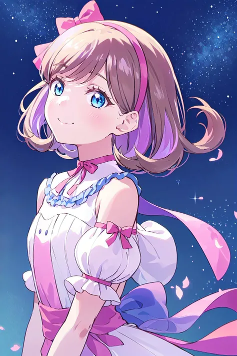 (best quality, masterpiece:1.2), 1girl, solo, (upper body:1.2), light on face, standing, dark sky, smile, looking to the side, from side, starlight, stars,
<lora:A_Tang Keke Tiny Stars:0.8> tang keke, tiny stars,