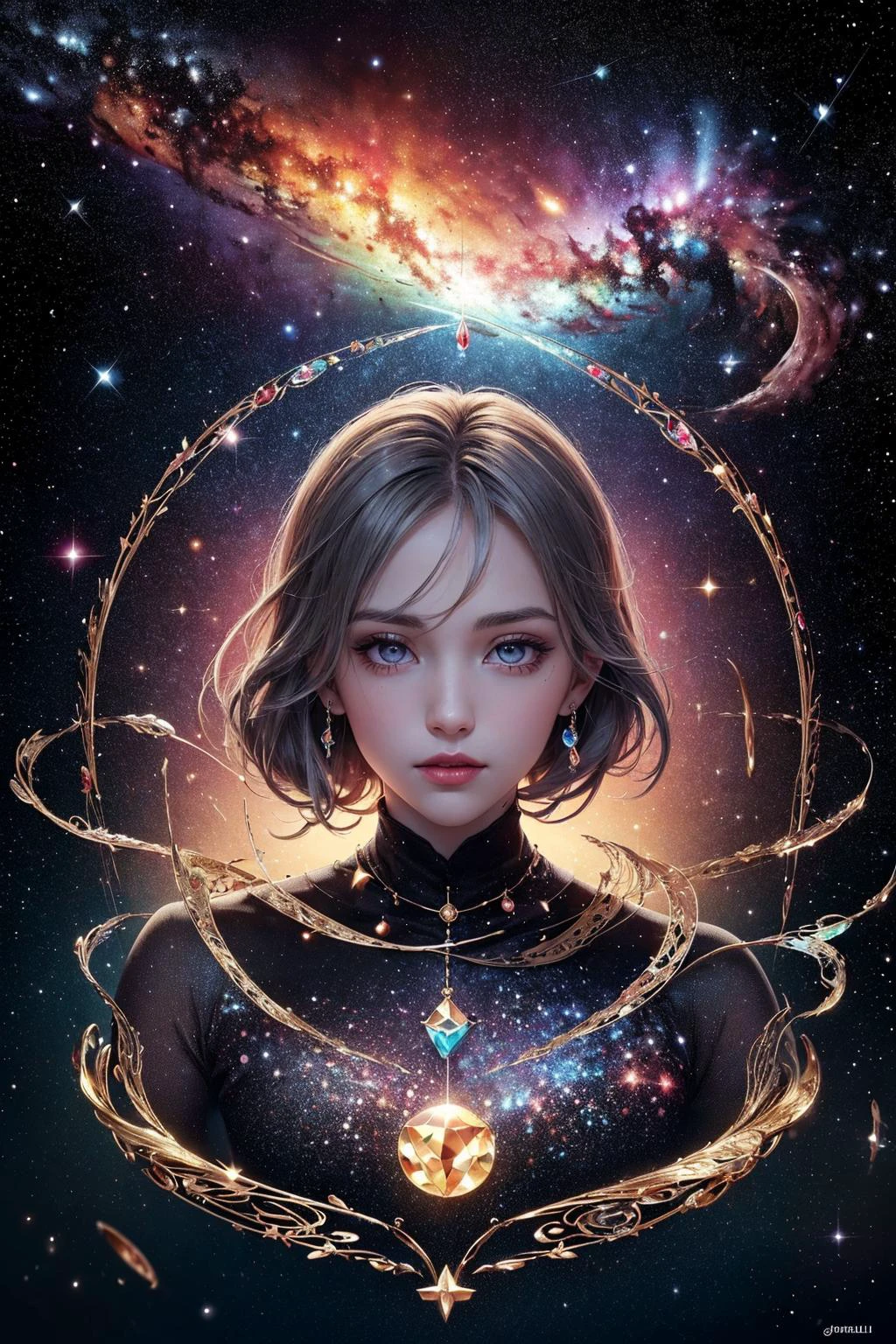 (masterpiece, top quality, best, official art, beautiful and aesthetic, long exposure:1.2), luminous trails, captivating patterns, visual chaos,
(1man, masculine, adult hungarian male:1.2), silver eyes, black taper fade,
(style-swirlmagic:0.7), portrait, solo, (full body:0.6), looking at viewer, detailed background, detailed face, (<lora:style_gemstoneai_v10:0.4>, GemstoneAI, gemstone theme:1.1) embodied star constellation, star sign, horoscope, calm composure, mythical, scorpio, patterns, interstellar , galaxies, aura, floating particles, backlighting, cosmic space background, surreal ethereal atmosphere,