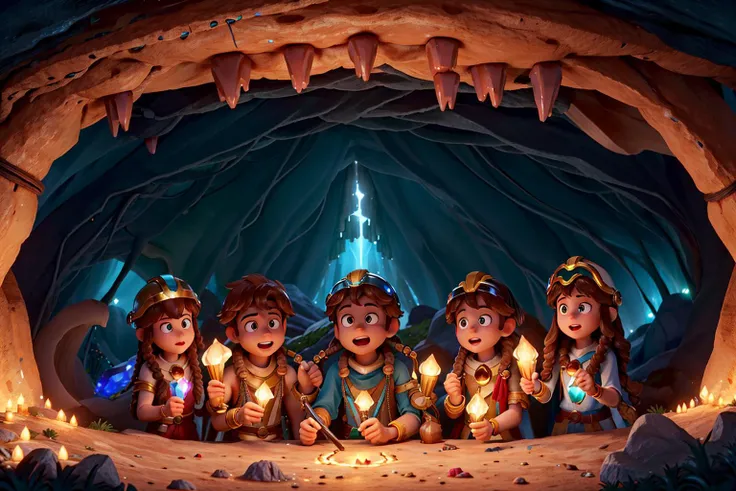 masterpiece, high quality, best quality, GemstoneAI, (closeup:1.3), group of spelunkers, cave, helmet, courageous, hidden realm, exploration, luminous, subterranean, darkness, ropes, mysterious, breathtaking, echoes, stalactites, stalagmites, thrilling, fascinating, unexplored, mesmerizing, rugged <lora:GemstoneAI:0.5>