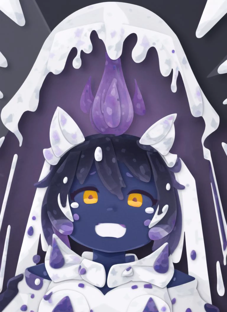 ((best quality)), ((highly detailed)), masterpiece, detailed face, beautiful face, (detailed eyes, deep eyes), (1girl), upper body, <lora:hairdetailer:.8>, , <lora:aiomonstergirls_loraLocon:1>, <lora:animeSlime_v10:.2>, slime girl, melting, wet slimy skin, ((purple colored slime_(substance), Cinereous colored skin)), (colored skin), see-through body, navel, medium breasts, <lora:kikuchi_milo:1>