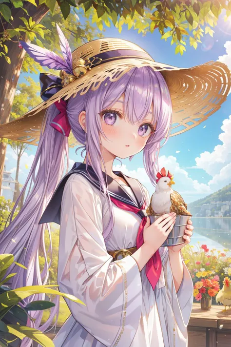 1girl, magnificent Digital art, intricate details, extreme close-up shot of a dressed in a very Pop Purple Polish Linen Bucket hat, lowborn Biophilic burly [Iraqi|Asian] ([El|Gorgon] of Terror:1.3) , he is with a Chicken, he is feeling very insecure as a Sailor, his hair is Ruined and styled as Ponytail, he has a [Morbid|Floating] Bahamian Silver Mechanical Arms, Aesthetically Pleasing Cufflink, Contemporary grass with Beehive, at Midday, deep focus, Joyful, Native Art, short lighting, F/2.8, three colors, National Geographic, Cross Processing, skin pores, natural skin tones, adobe lightroom, wallpaper