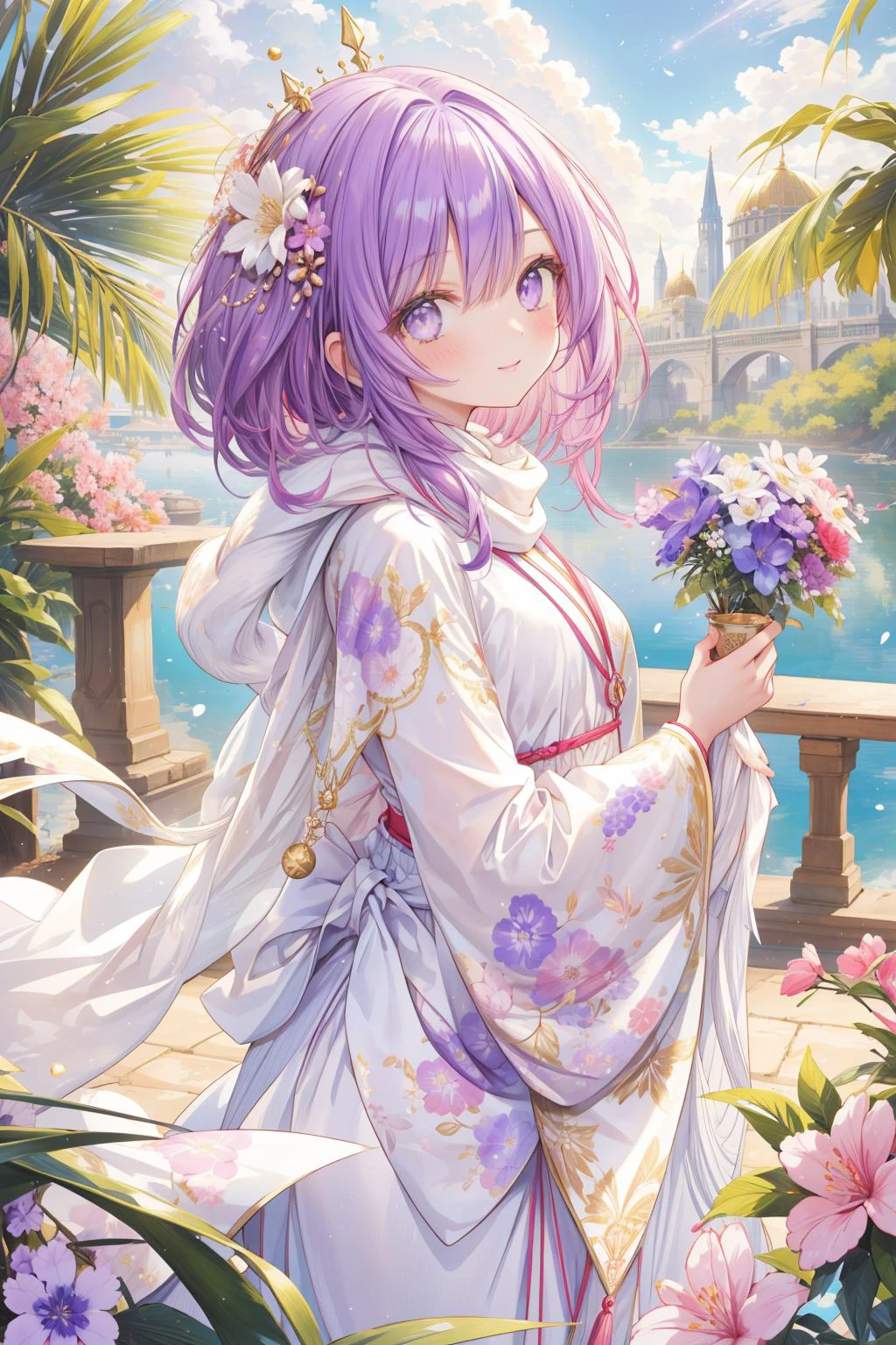 1girl, (landscape art stylized by Richard Parkes Bonington:0.9) , grand concept art, fairy tale, (Vibrant theme:0.7) , Sharp focus of a Secret Cyborg chubby Congolese ([Daniel Craig:The Time Traveler:4]:1.3) , he as Art Nouveau King, he is smiling, he is Playing video games, in spring Lace and Silk Georgette clothes tailored by Olivier Theyskens, his hair is Masai and styled as Sideswept bangs, he has a Unusual Palestinian Acid colors Chain, Wrinkles and Fur Scarf, lush flora and Planetary nebula in background, Sun in the sky, tilt shift, Simple illustration, Zen, Aestheticism, loop lighting, 800mm lens, anaglyph effect, Violet and Iridescent details, Floral motives, perfect skin, skin pores, 4K, ultra high res