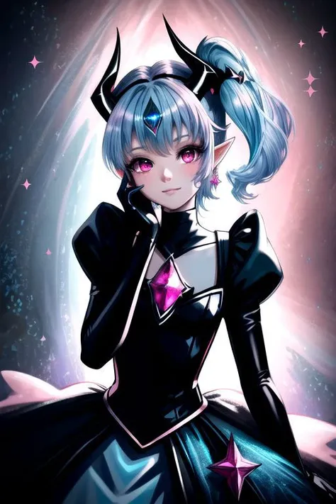 EvlSM, DarkPrecure, Bad_End_Precure, CorruptA, professional image of a cute young woman, (frilly elegant glossy dark holographic dress, crescent brooch, crescent earrings, crescent accessories:1.2),
(blue water dragon horns, blue water dragon tail:1.3), (short hair, side ponytail, hair above cheeks, light blue hair with light pink hairtips, gradient hair, multicolored hair:1.4), red eyes, (small breasts, cute face, pointy ears:1.1), (sparkles, sparkling clothes, sparkles near eyes:1.3),
(intricate aquatic background, underwater, sparkling water, ocean floor, corral reef, bubbles:1.2), 
(ultra wide angle shot, cinematic style, absurdres, incredibly absurdres, huge filesize, extremely detailed, High quality texture, physically-based rendering, Ray tracing, octane render, sharp focus, (8k), (4k), (Masterpiece), (Best Quality), extremely detailed, intricate, hyper detailed, illustration, soft lighting, high resolution, sharp detail,)