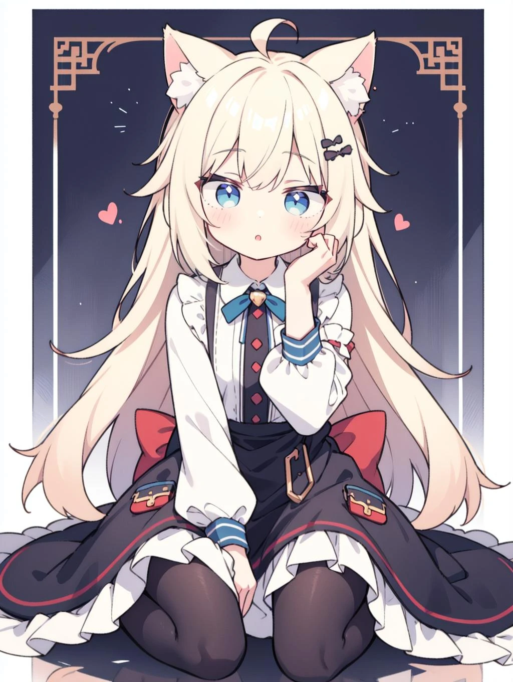 girl, cat ears, cute, kawaii, tights, (petite:0.4), :o