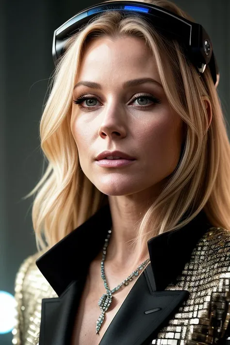 beautiful woman (Jul13B0w3n:.99), perfect hair, bejewelled jewellery, ((portrait)), (closeup:1.2), ((from the waist up)), ((( Futuristic dystopian city viewpoint featuring mind-altering augmented reality concerts :1.2 ))), natural skin texture, (( blazer dress :1.2)), 24mm, 4k textures, soft cinematic light, adobe lightroom, photolab, hdr, intricate, elegant, highly detailed, sharp focus, ((((cinematic look)))), soothing tones, insane details, intricate details, hyperdetailed, low contrast, soft cinematic light, exposure blend, hdr, faded, now, ("I've got a bad feeling about this.":1.1)