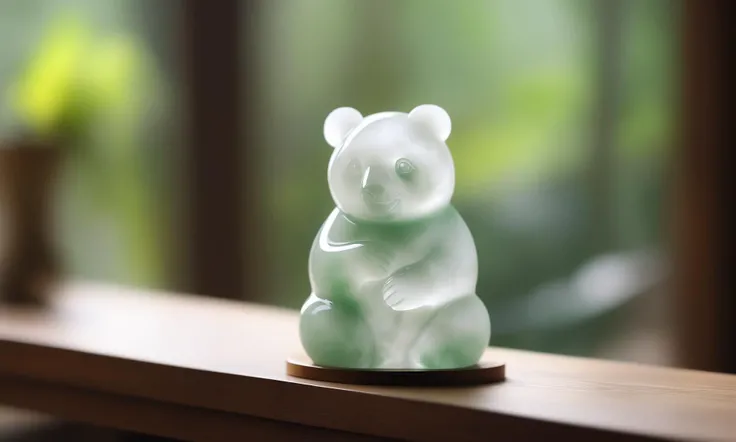 cinematic film still <lora:jadecarvingcd_xl-000007:0.8>,a statue of a panda made of (jadecarvingcd_xl,jade carving,translucent) on floor,no humans,long-focus,indoors,chinese zodiac,wooden table,cutie,cute,still life,animal statue,front view,facing viewer,looking at viewer . shallow depth of field, vignette, highly detailed, high budget, bokeh, cinemascope, moody, epic, gorgeous, film grain, grainy, 8K, HDR, UHD, masterpiece, best quality, highly detailed, high resolution, finely detail, extremely detailed, ultra detailed, wallpaper