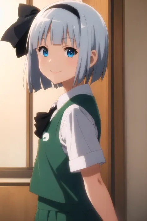 <lora:kyoto animation_artstyle_LoCon:0.5>, anime screencap, kyoto animation screencap, blue hair, blue eyes, detailed eyes, smile, 1girl, ((konpaku youmu:1.1)), side view, looking at viewer,