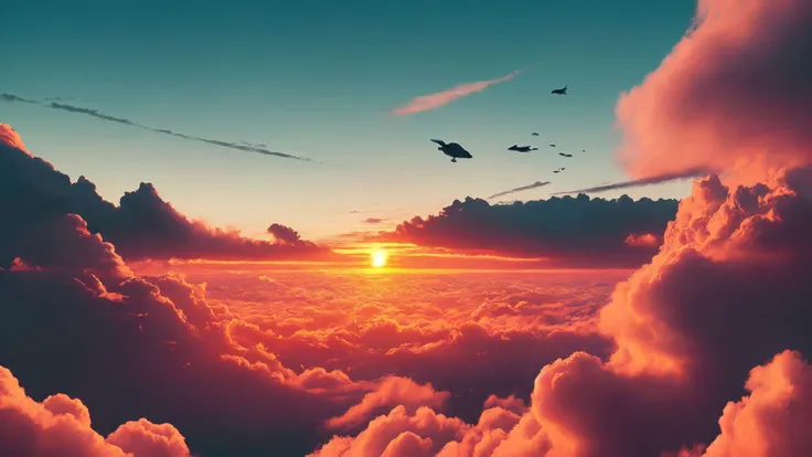 <lora:smokeanywhere:0.6>,high contrast,epic cinematic,hyper detailed,ultra realistic,soft colors,8K,above clouds,sunset,blue sky,(deer shaped clouds),(fish shaped clouds),