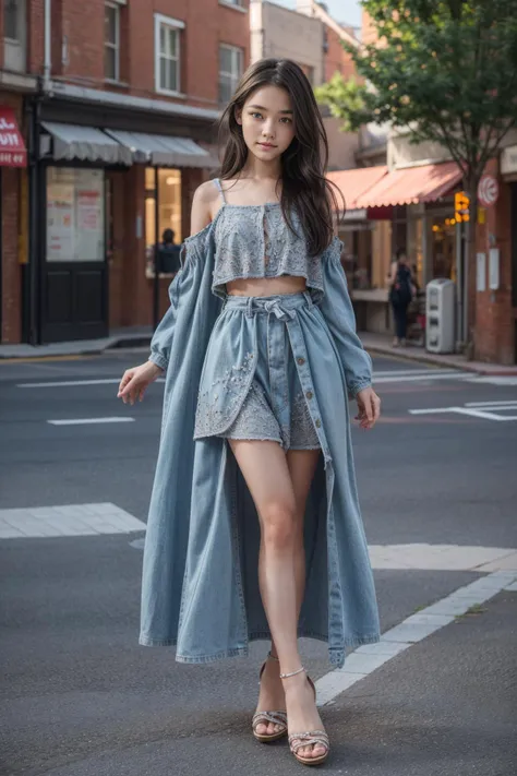 Cute teenage girl, full body, standing, toes, sandals, , breast out, flat chest, SkinHairDetail, <lora:ClothingAdjuster3:-1>, <lora:more_details:0.5>