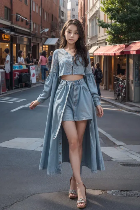 Cute girl, full body, standing, toes, sandals, , breast out, flat chest, SkinHairDetail, <lora:ClothingAdjuster3:-1>, <lora:more_details:0.5>