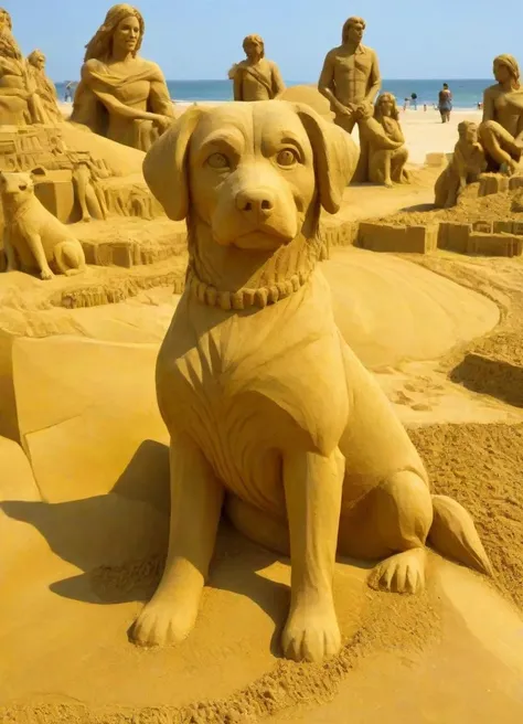<lora:PE_SandSculpture:0.8> PESandSculpture, sandsculpture, sand,
dog,
on beach, sunshine,
masterpiece, high resolution, octance 4k, high detail,
professional photo, cinematic,