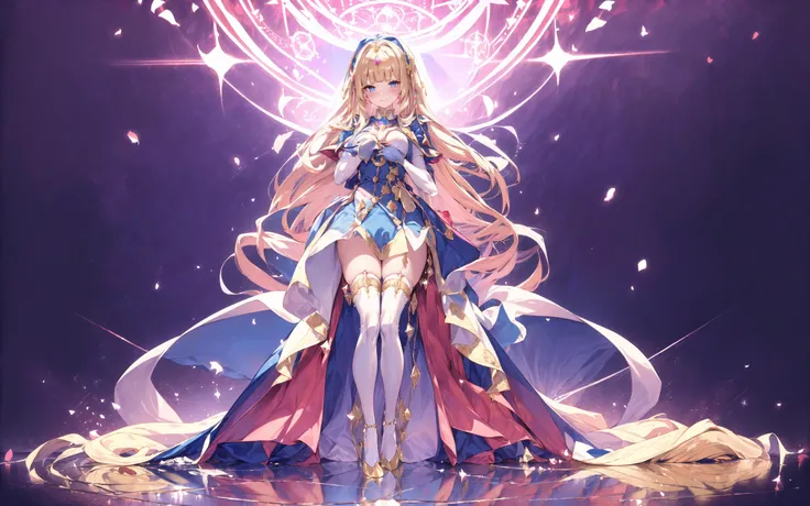 (8k, RAW photo, best quality, masterpiece, pixiv: 1.2),
(1milf, mage, magical girl, awe, brainwashed, blush, dark smile, standing: 1.2),
breast, thigh, heart-shaped pupils,
(blonde hair, shiny hair, drill hair, hair between eyes, blunt bangs: 1.2),
(blue princess dress, long skirt, puff sleeve, blue cape, white long gloves, big ribbon, tiala, white thigh high thights, pumps, jewely: 1.2), ((metalic satin)),
midtown, night, shibuya, shinjuku, tokyo, japan, <lora:0263 Florence Dream_v1:0.5> ruanyi0263, lace, <lora:edgHauteCoutureIV:0.5> edgHauteCouture, <lora:magic circle_v2.0:0.5> magic circle,