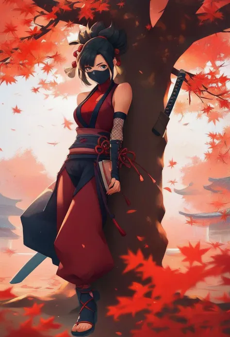 <lora:Ninja_girl_kunoichi_for_Pony:1> ninja, anime style, masked, sexy, under a sakura tree, score_9, score_8_up, score_7_up, score_6_up, score_5_up, score_4_up, hd, (ultra hd quality details), 8K