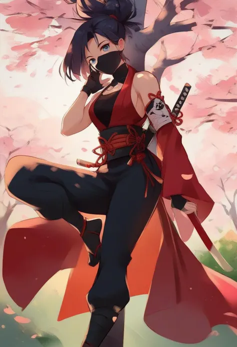 <lora:Ninja_girl_kunoichi_for_Pony:1> ninja, anime style, masked, sexy, under a sakura tree, score_9, score_8_up, score_7_up, score_6_up, score_5_up, score_4_up, hd, (ultra hd quality details), 8K