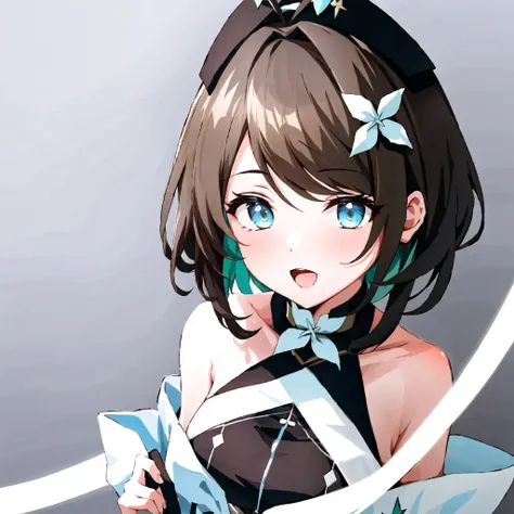 kurikoma komaru,solo,1girl,<lora:kurikoma komaru:0.7>,upper body,brown hair