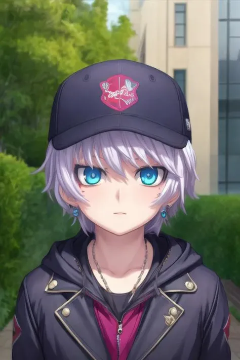 masterpiece, best quality, game cg, 1boy, solo, male focus, looking at viewer, upper body, , <lora:alexander_nikolaevich_hell:0.70>, alexander_nikolaevich_hell, silver hair, blue eyes, jewelry, sport coat, snapback, science fiction dieselpunk,