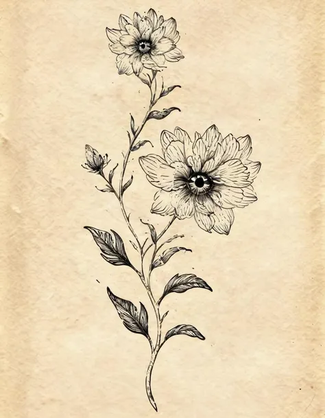 <lora:wdct-000007:0.8>flower with eyes in the pedals and leaves