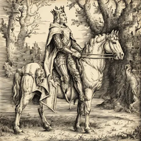 <lora:wdct-000007:0.8>king on horse