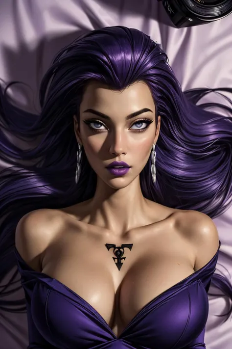 Photograph, Professional full-body, (detailed face and eye:1.4), purple eyes,deep s, colorful, color photography of woman, (dark makeup), necklace, earrings, (dark lipstick), partered lips, sharp focus, focus on face, insanely sharp details, extremely detailed, gigantic breasts e, 4K HQ, 8K, depth of field, f/1.2, leica, 8K HDR, High contrast, highly retouch, shadows, bokeh, award winning photography, best photographers.