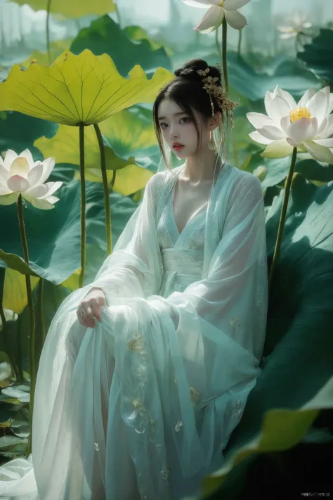 ultra high resolution,((masterpiece))),(((best quality))),((super detailed)),((extremely delicate and beautiful)),cinematic light,detailed environment,(real),cinematic light,detailed environment,(real),
(RAW photo, 4k, realistic, exquisitely detailed skin :1.3),masterpiece,best quality,an award-winning work,ultra detailed,depth of field,cinematic angle,cinematic light,low key,dark scene,(soft warm laterial lighting:1.2),(hdr:1.4),
(hyperrealism, soft light, sharp),(hyperdetailed:1.2),cinematic lighting,explosions,over exposure,intricate details,magazine cover,dynamic angle,chiaroscuro,emotional impression,
(realistic, photo-realistic:1.37),extremely detailed,photography,8k,Amazing,finely detailed,best quality,ultra high res,
xuer Lotus leaf,1girl,(full body:1.1),hanfu,chinese clothes,long sleeves,jewelry,Dynamic Angle,Perspective,extremely beautiful skin,natural skin texture,beautiful and aesthetic,atmospheric,extremely detailed background,(shiny skin:1.5),
<lora:~Q?-wS xuer Lotus leaf:0.8>,