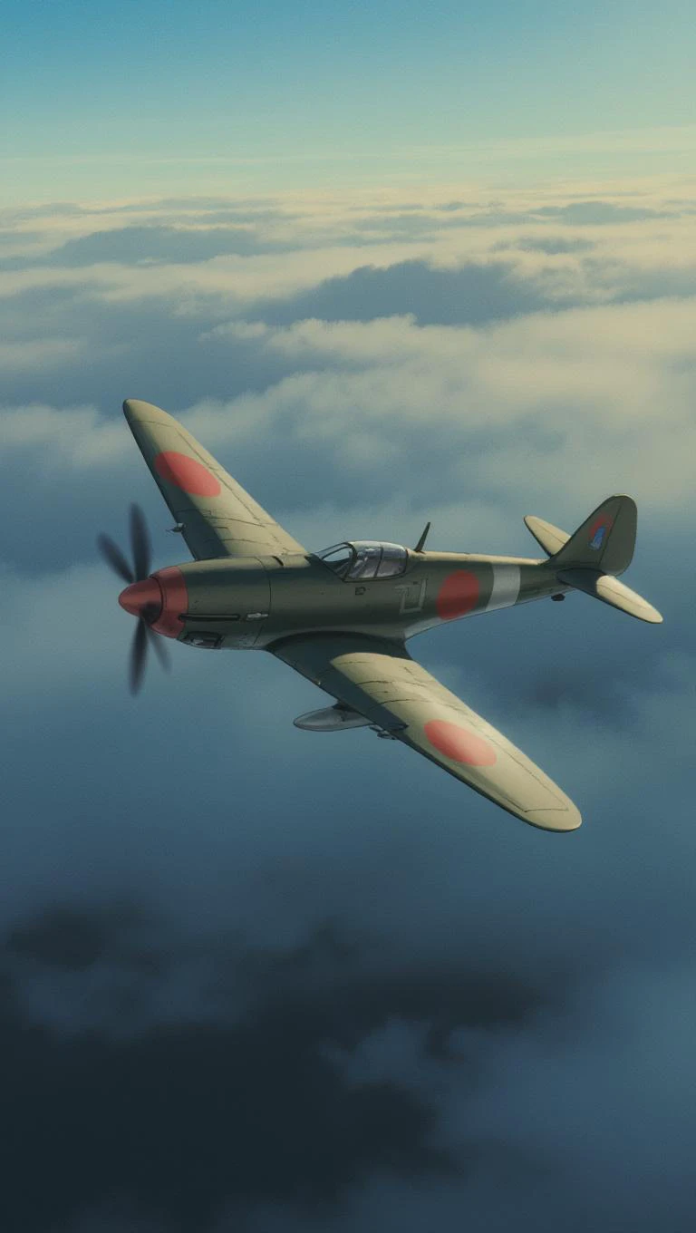 Japanese World War II fighter plane flies in the sky
