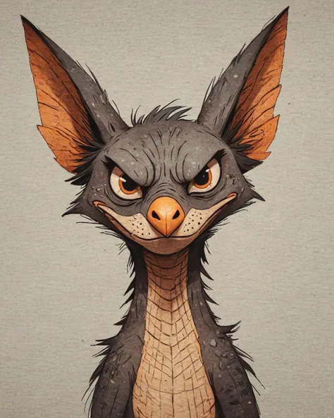 [Cornish Rex Cat:Creature:1], Angry and Drab, <lora:Nelli_Art_Style:1> nelli_artstyle