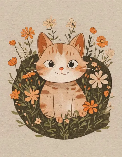 nelli_artstyle, <lora:Nelli_Art_Style:1>,
A cartoon cat is laying on its back in a field of flowers.