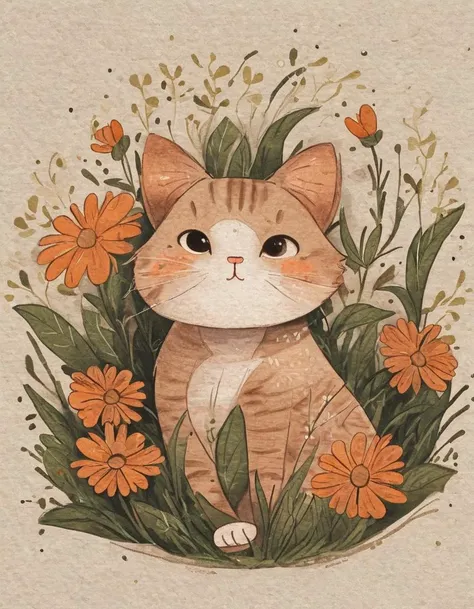 nelli_artstyle, <lora:Nelli_Art_Style:1>,
A cartoon cat is laying on its back in a field of flowers.