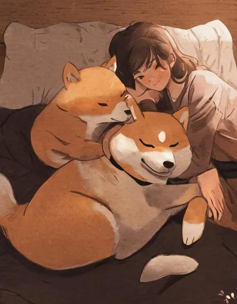 nelli_artstyle, <lora:Nelli_Art_Style:1>,
lying, indoors, no humans, animal, on stomach, dog, animal focus, shiba inu