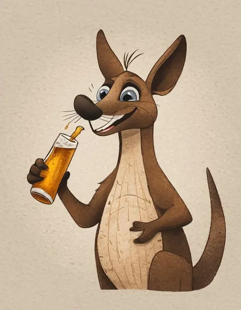 nelli_artstyle, <lora:Nelli_Art_Style:1>,
A kangaroo holding a beer, wearing ski goggles and passionately singing silly songs