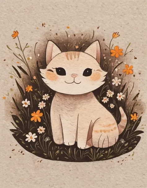 nelli_artstyle, <lora:Nelli_Art_Style:1>,
A cartoon cat is laying on its back in a field of flowers.