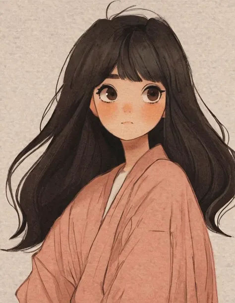 nelli_artstyle, <lora:Nelli_Art_Style:1>,1girl, solo, long hair, blush, looking at viewer, black hair, box, simple background, bangs, upper body, black eyes, white background