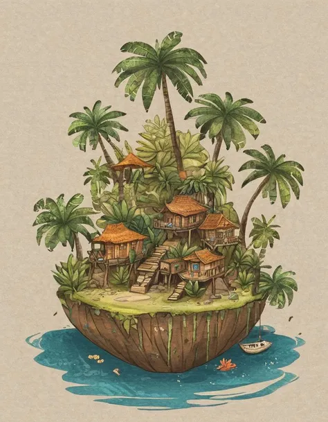 nelli_artstyle, <lora:Nelli_Art_Style:1>,
a tropical flying island