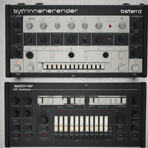 (((TD-3 synth))), buttons, knobs, LED indicators  , switch, inputs, text, logos, ((best quality)) <lora:synth3:1>