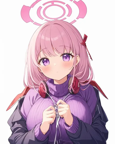 eimi \(blue archive\),1girl, solo, white_background, simple_background, halo, looking_at_viewer, large_breasts, heart, upper_body, bag, blush, jacket, purple_sweater, long_sleeves, hair_ribbon, closed_mouth
<lora:eimi_(blue_archive)_image186_batch3_v1-000040:1>,halo,. gorgeous,key visual, vibrant, studio anime,award-winning, professional, highly detailed,high budget, cinemascope