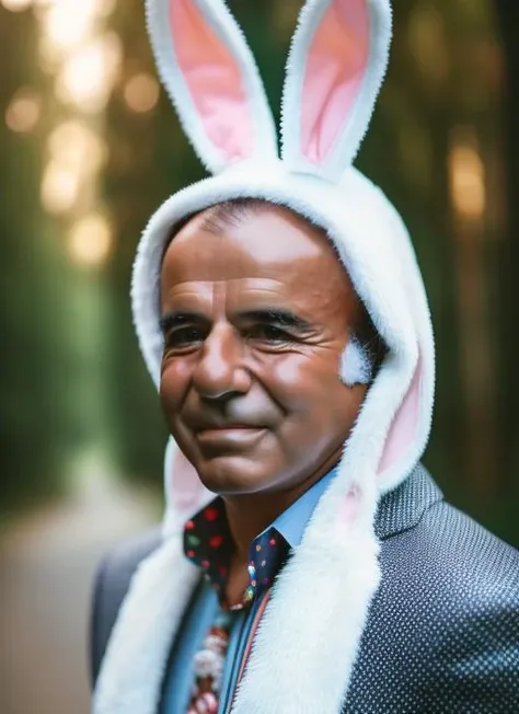 portrait of sks man (menem:1) dressed with ((detailed bunny costume:1.1)), (outdoors:1.2), natural lighting, 4k, 8k, 8k realistic, sharp focus, intricate, high resolution, , <lyco:locon_perfecteyes_v1_from_v1_64_32:0.85> <lora:menem:1>